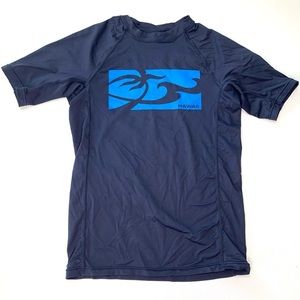 Honolua Surf Co Navy Blue Short Sleeve Rash Guard Swim Top Size Large Womens